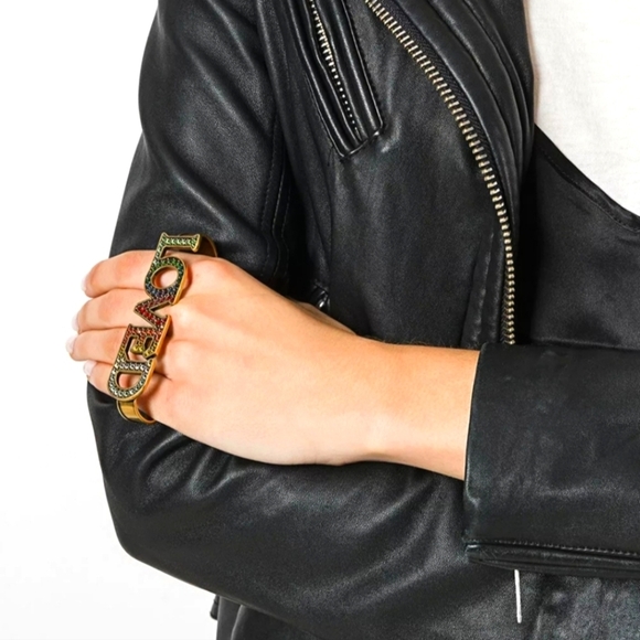 Gucci Jewelry - New GUCCI Palm Cuff Rainbow 🌈 Crystals "Loved"